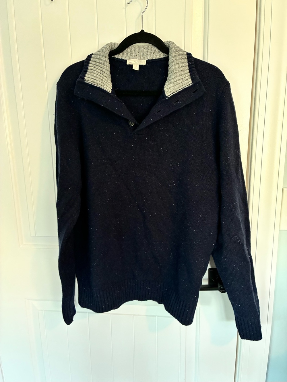 GAP Navy Turtleneck Sweater with Light Gray Contrast Collar